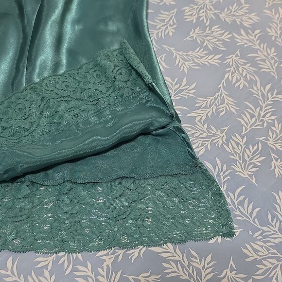 Women Sz M Green Lace Detail Tank Top 90s Y2K Fairy Retro Preppy Feminine V-Neck - Picture 5 of 10